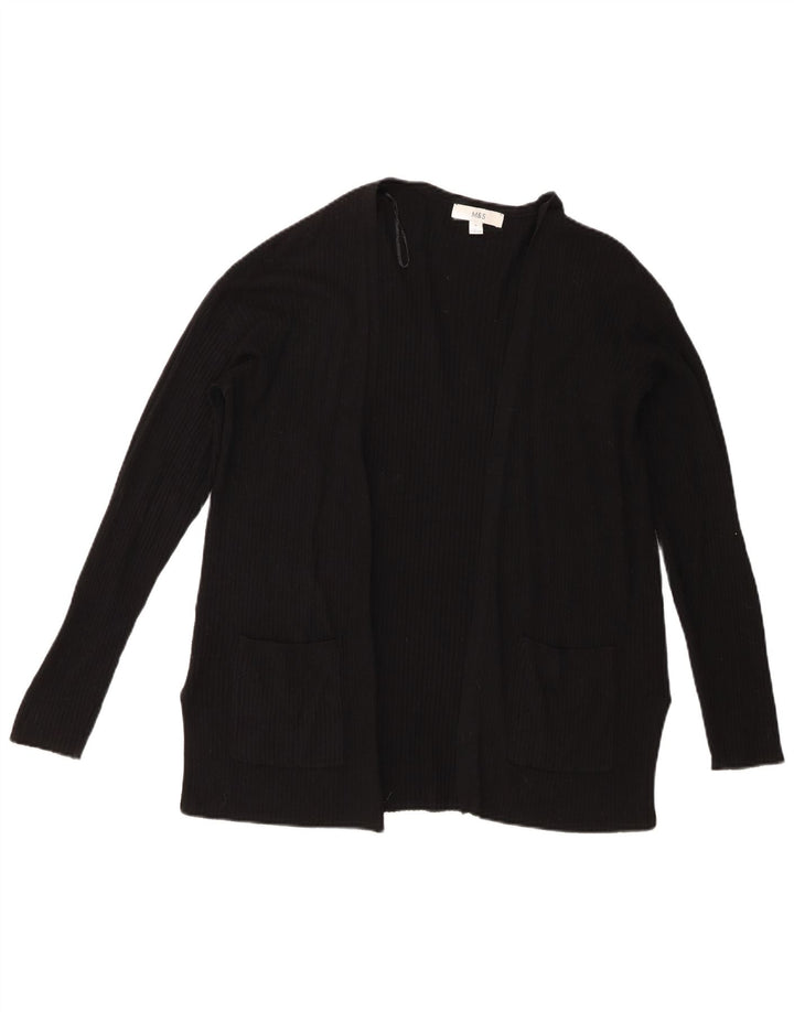Maglione cardigan aperto da donna Marks & Spencer UK 14 viscosa nera media
