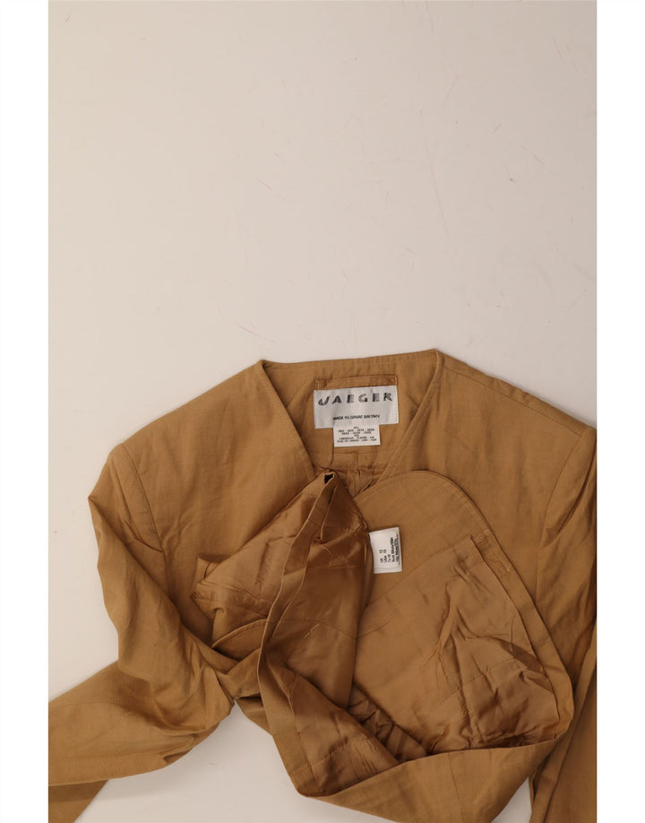 JAEGER Womens 5 Button Blazer Jacket UK 12 Medium  Brown Silk Vintage Jaeger and Second-Hand Jaeger from Messina Hembry 
