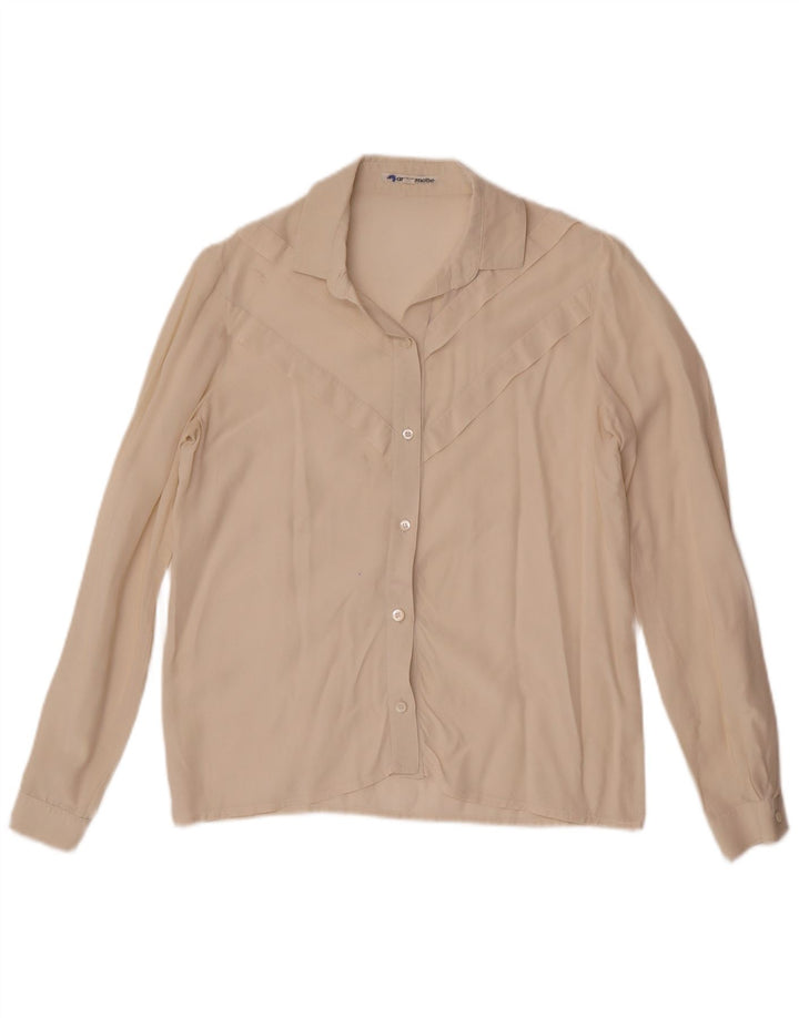 Camicetta camicia vintage da donna IT 40 piccola bianco sporco