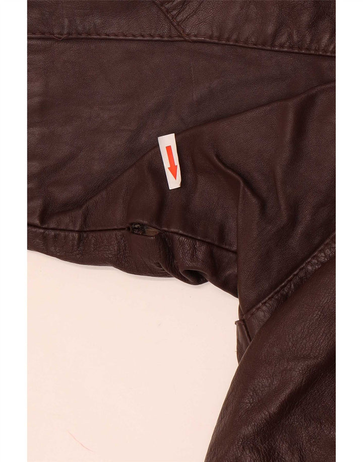 Giacca in pelle vintage da donna UK 14 grande marrone