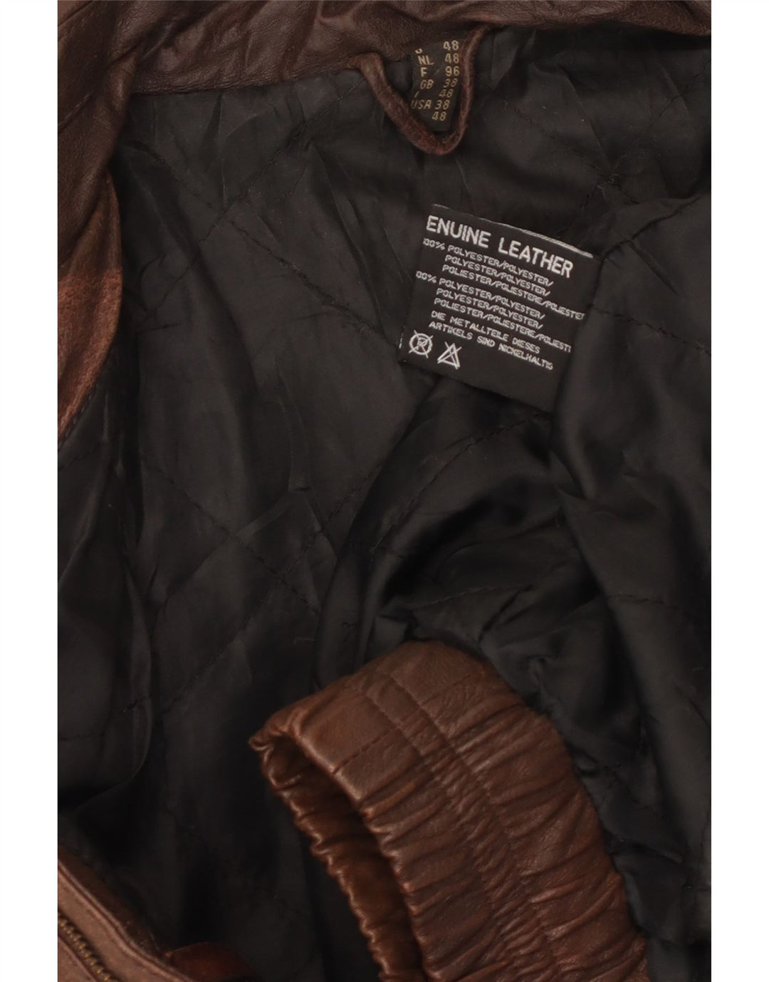 Giacca in pelle da uomo VINTAGE UK 38 Pelle marrone medio