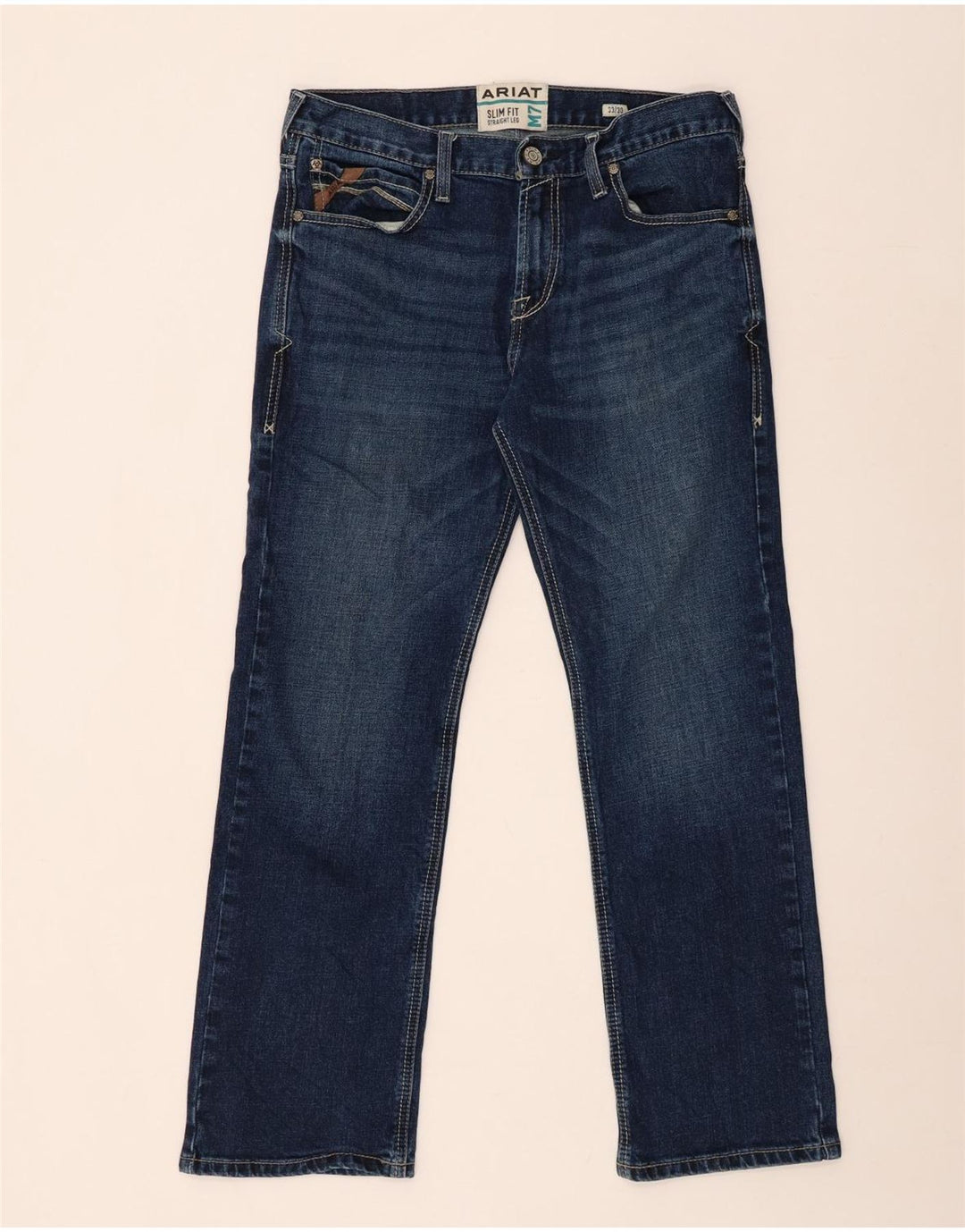 Jeans dritti slim fit da uomo ARIAT W33 L30 cotone blu