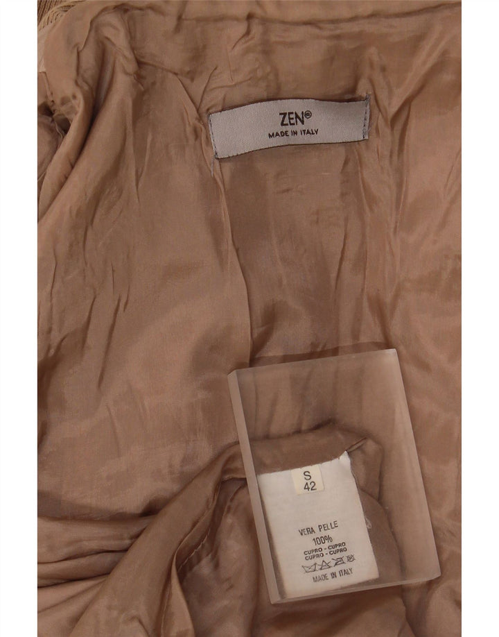 Giacca in pelle corta da donna Zen UK 8 piccola in pelle marrone