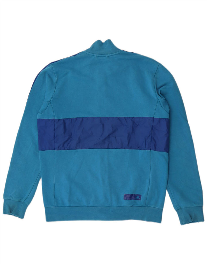 Giacca da ginnastica grafica da uomo Adidas Top in cotone color block blu medio