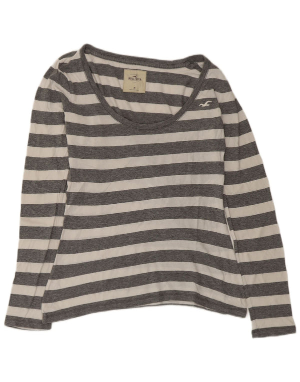 Top Hollister da donna a maniche lunghe UK 12 grigio medio a righe