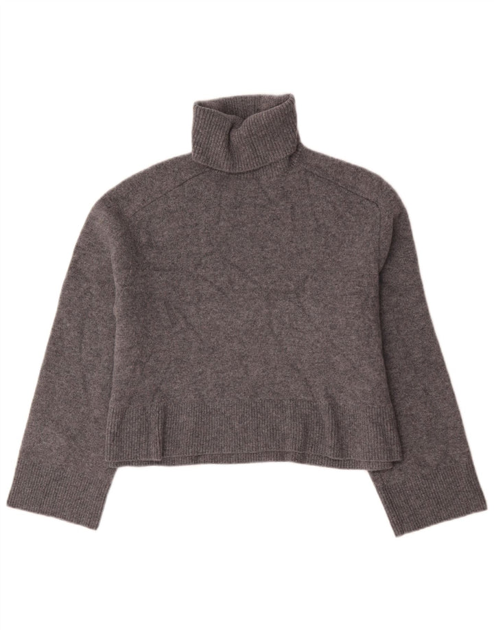 Maglione corto oversize a collo alto da donna Zara UK 10 piccolo in lana grigia
