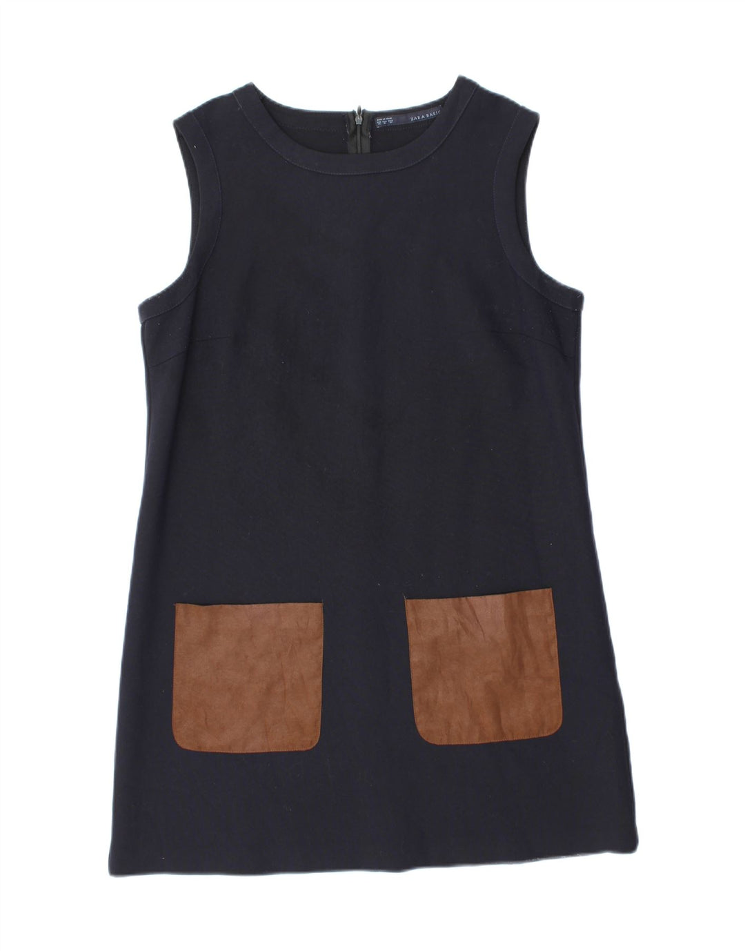 Abito a trapezio senza maniche da donna Zara UK 18 XL poliestere blu navy