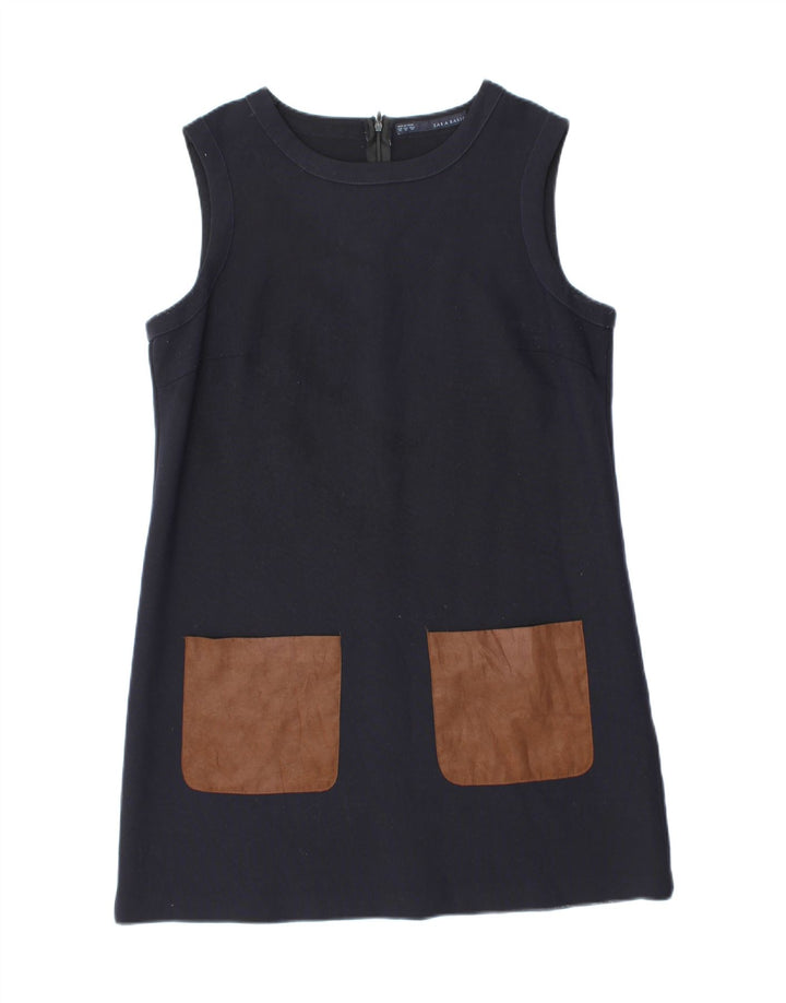 Abito a trapezio senza maniche da donna Zara UK 18 XL poliestere blu navy