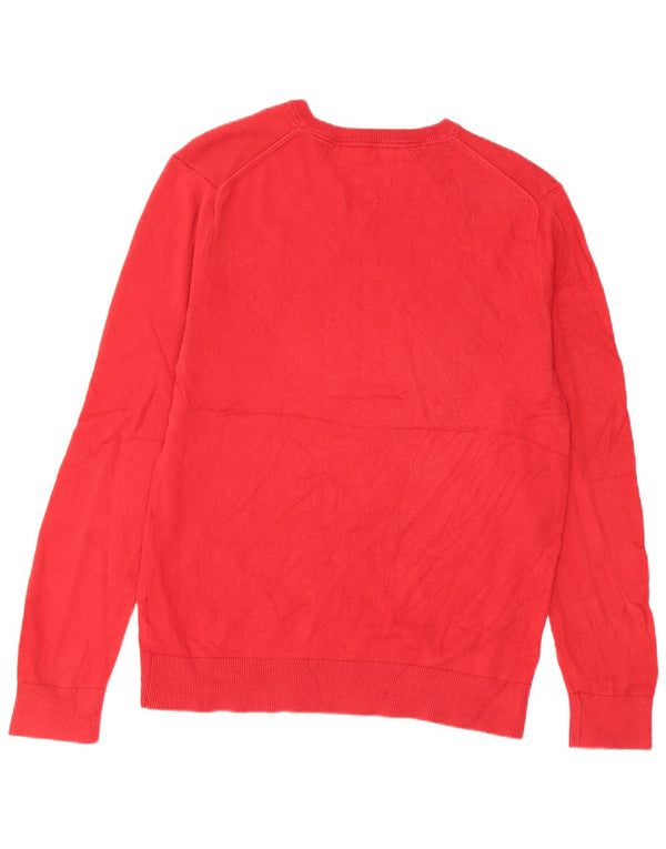 Maglione maglione con scollo a V da uomo Tommy Hilfiger grande cotone rosso
