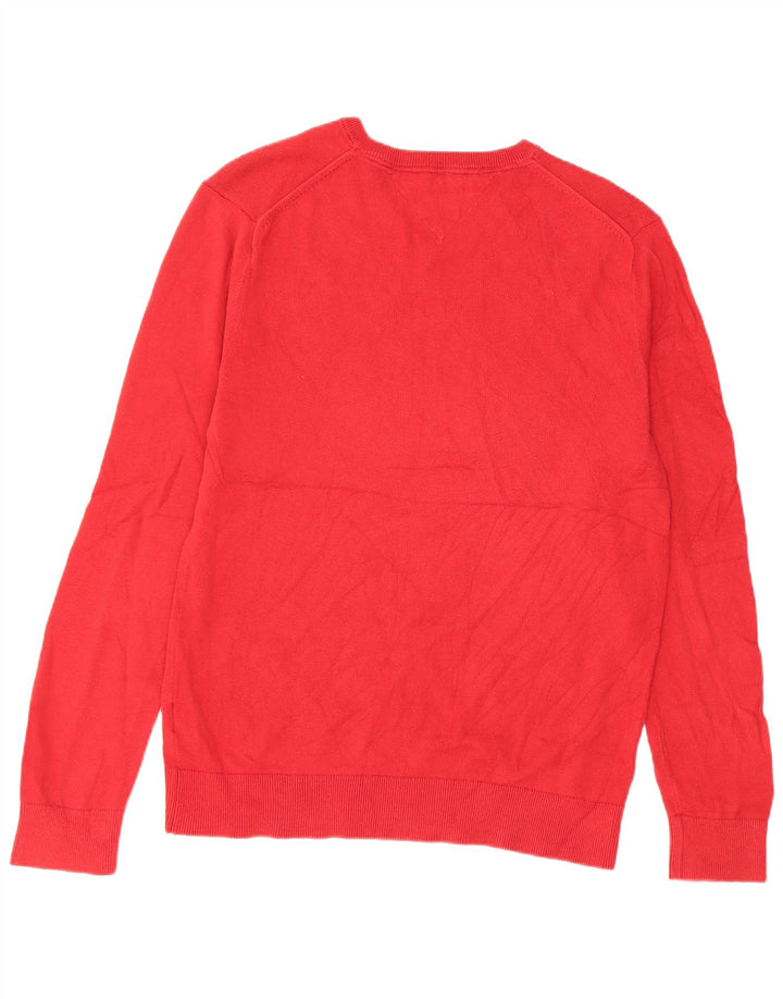 Maglione maglione con scollo a V da uomo Tommy Hilfiger grande cotone rosso
