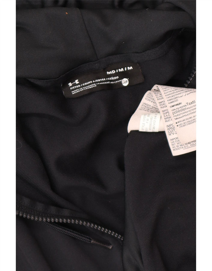 Felpa con cappuccio e zip aderente da uomo Under Armour, blocco colore nero medio