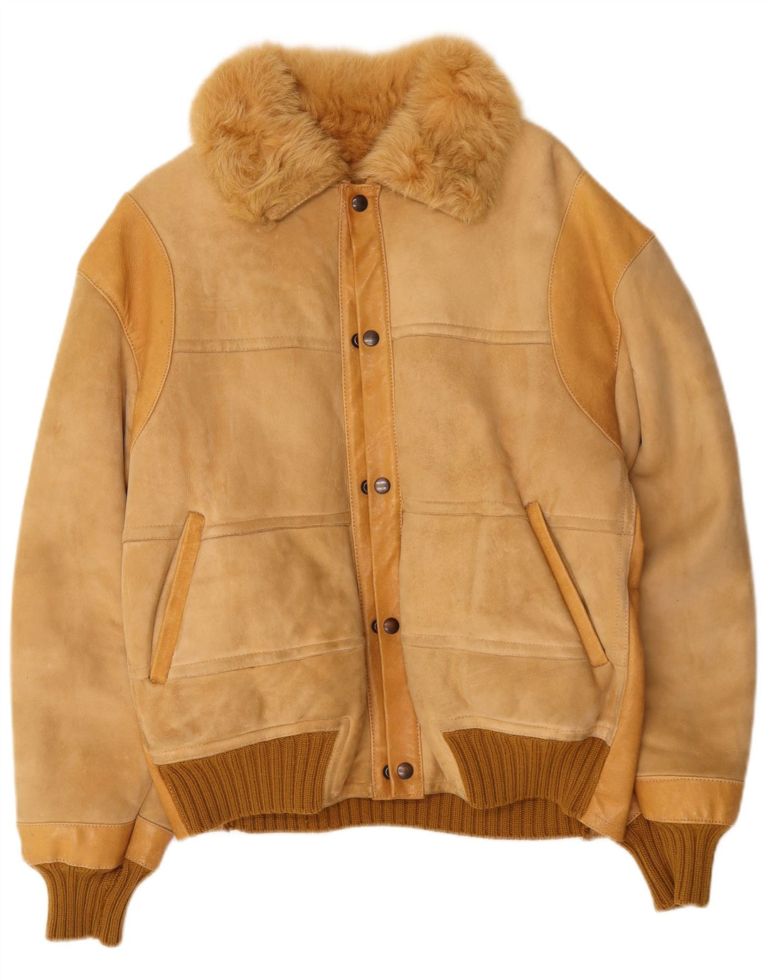 Giubbotto bomber in shearling da uomo vintage UK 38 Beige medio