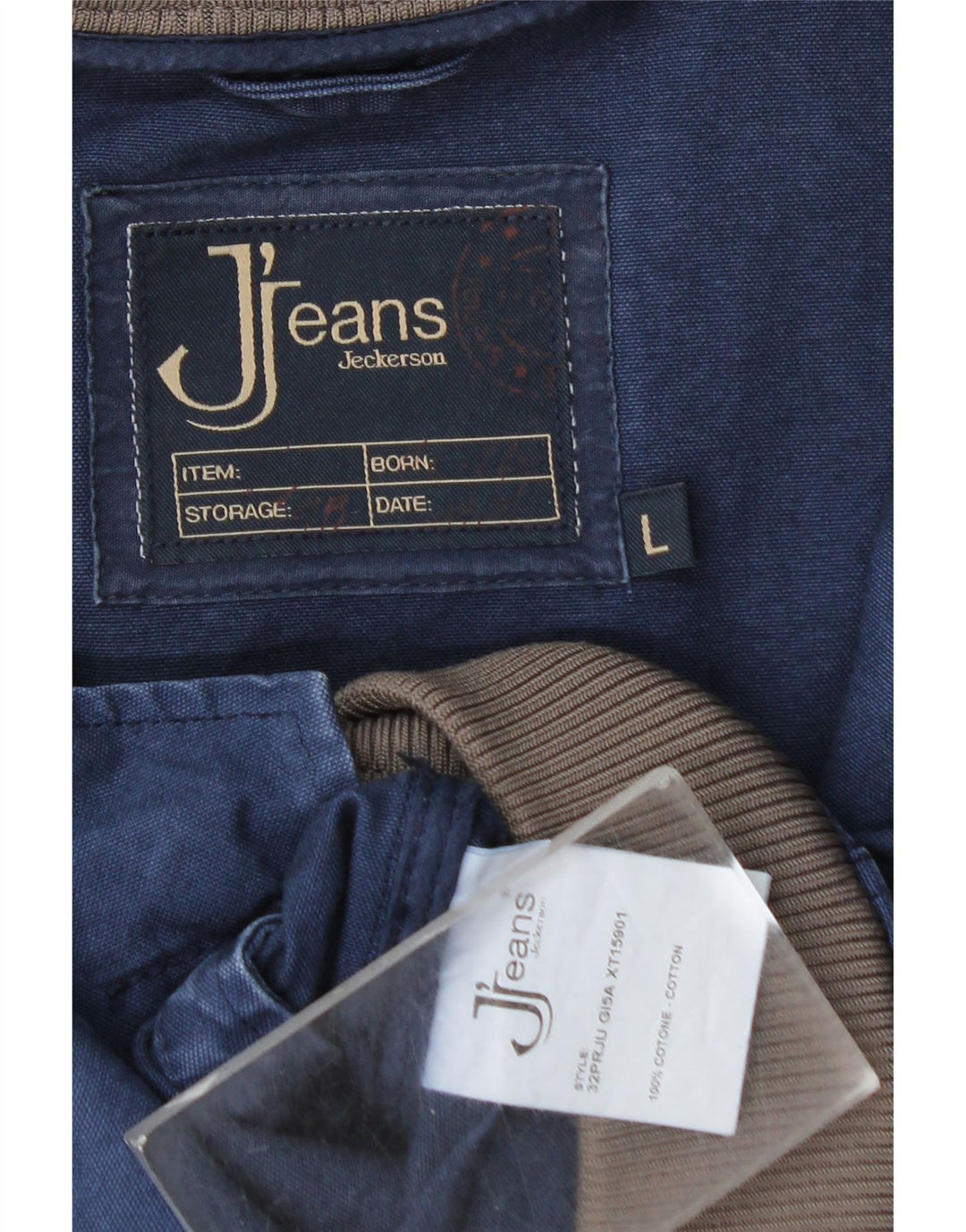 Giacca di jeans da uomo Jeckerson UK 40 grande cotone blu navy