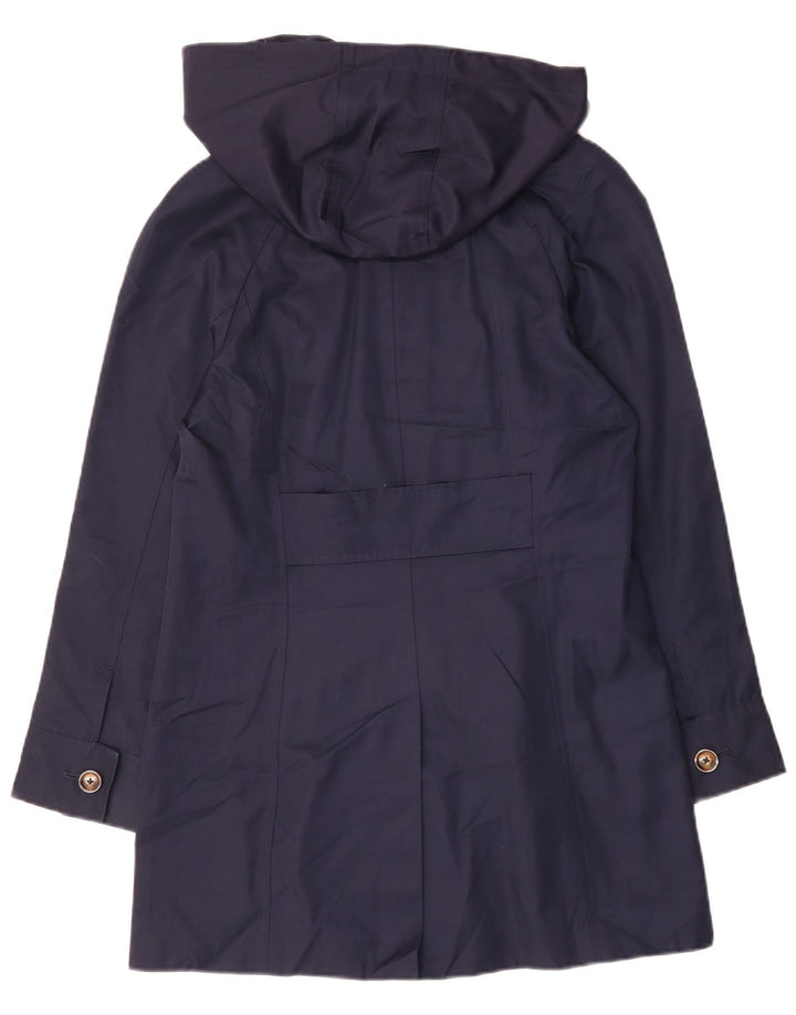 Trench con cappuccio da donna LONDON FOG UK 14 medio cotone blu navy