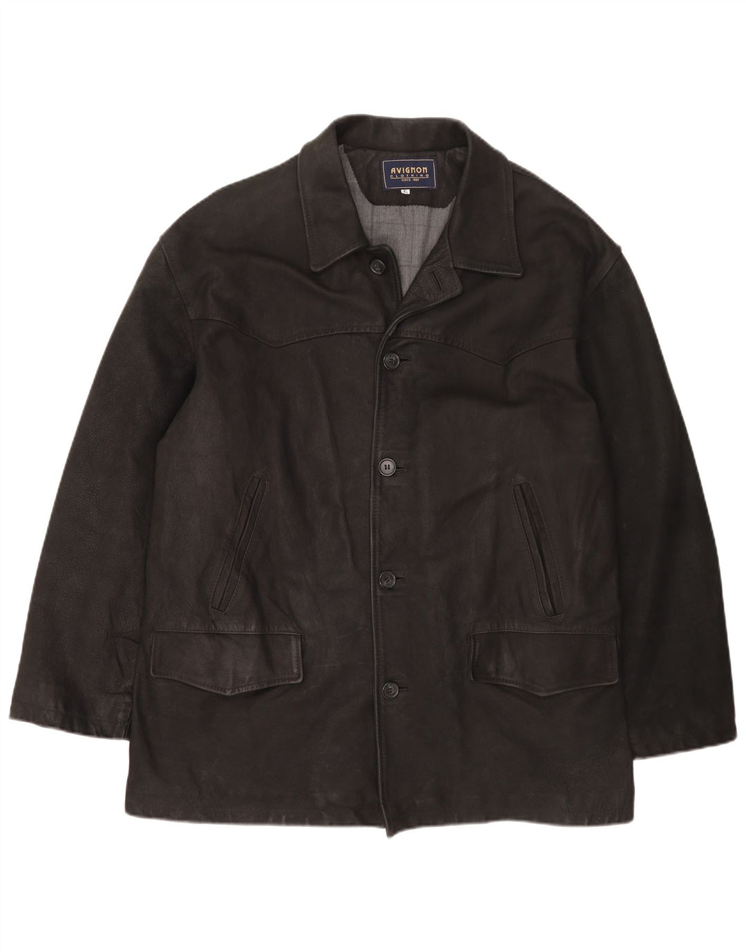 Giacca in pelle vintage da uomo UK 42 XL nera