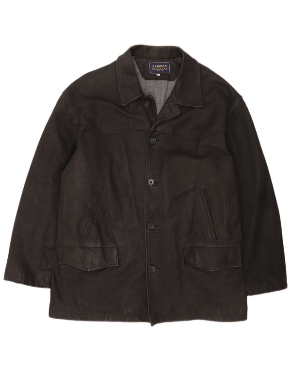 Giacca in pelle vintage da uomo UK 42 XL nera