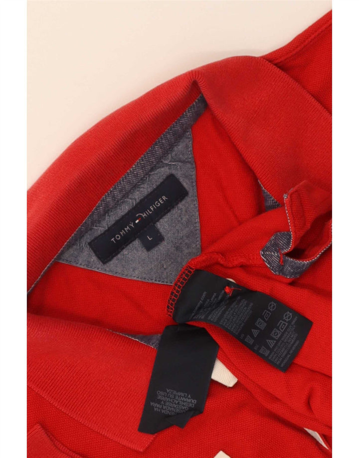Polo grafica da uomo Tommy Hilfiger grande in cotone rosso