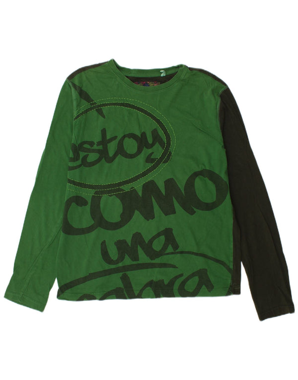 DESIGUAL Top grafico da donna manica lunga UK 16 Large Green Colourblock