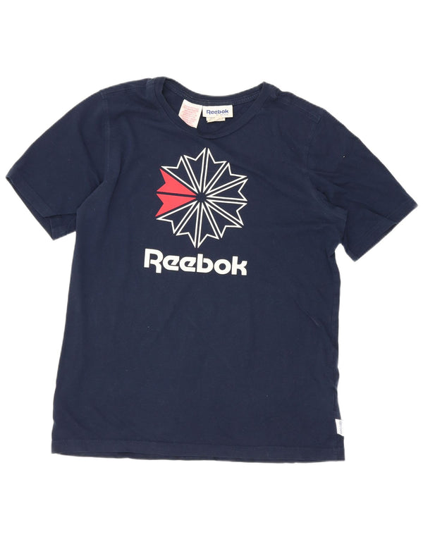 T-shirt grafica Reebok da bambino 13-14 anni in cotone blu navy