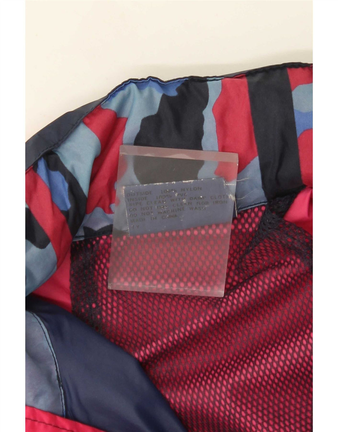 Giacca antipioggia vintage da uomo con cappuccio UK 38 nylon color block medio blu navy