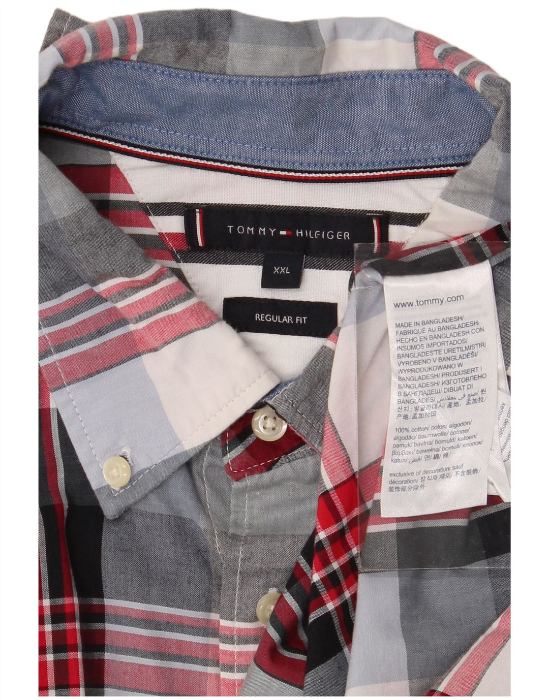 Camicia da uomo Regular Fit Tommy Hilfiger 2XL in cotone a quadri multicolore