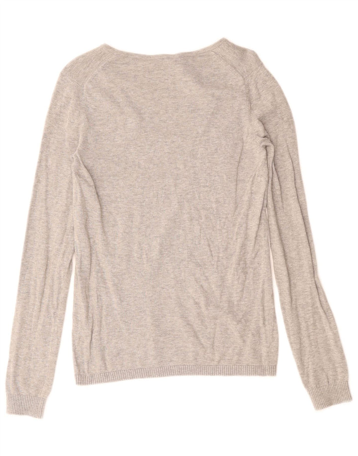 Maglione da donna con scollo a V Lacoste taglia 36 piccolo cotone chiazzato grigio