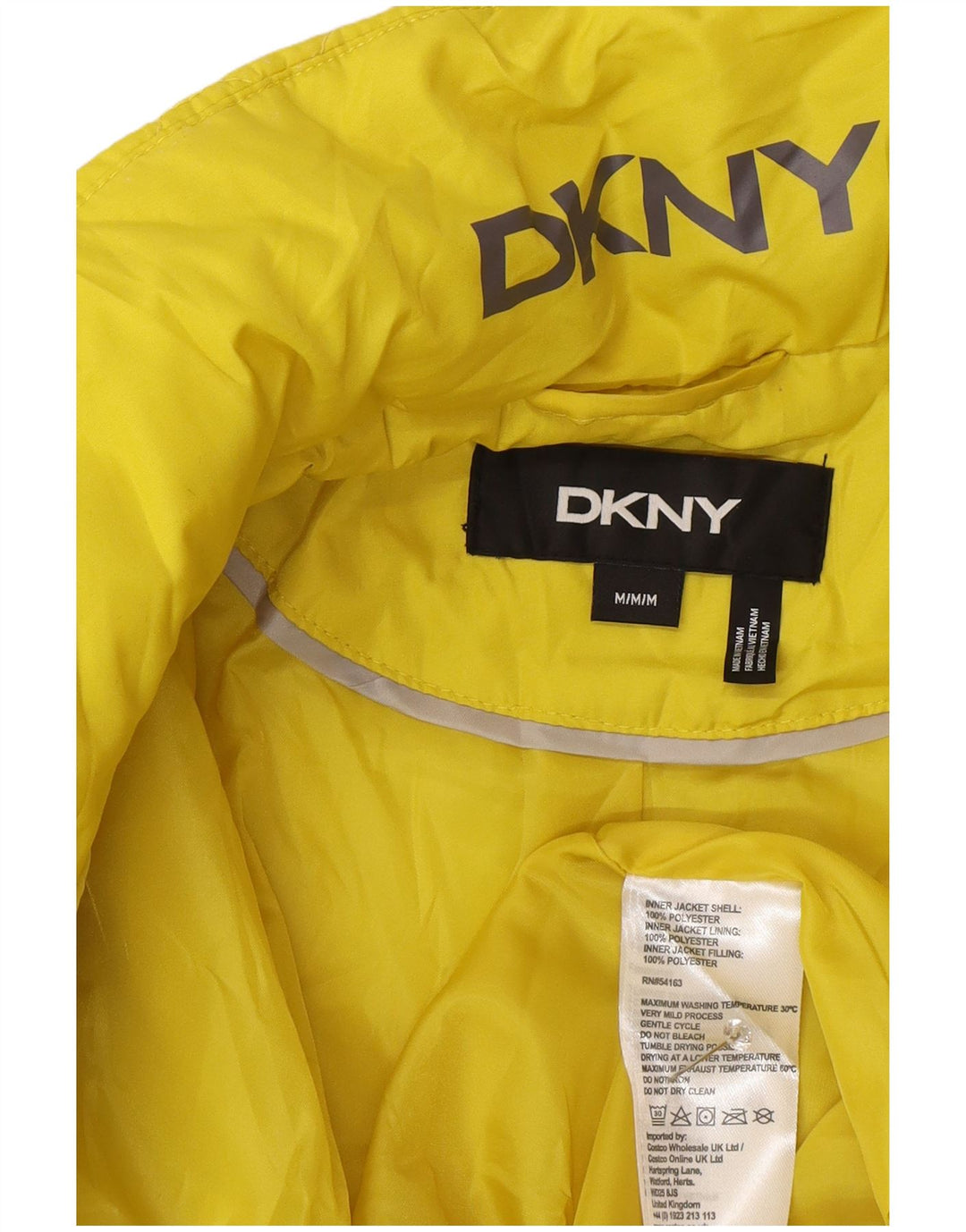 Giacca imbottita da donna Dkny UK 12 poliestere giallo medio moderno
