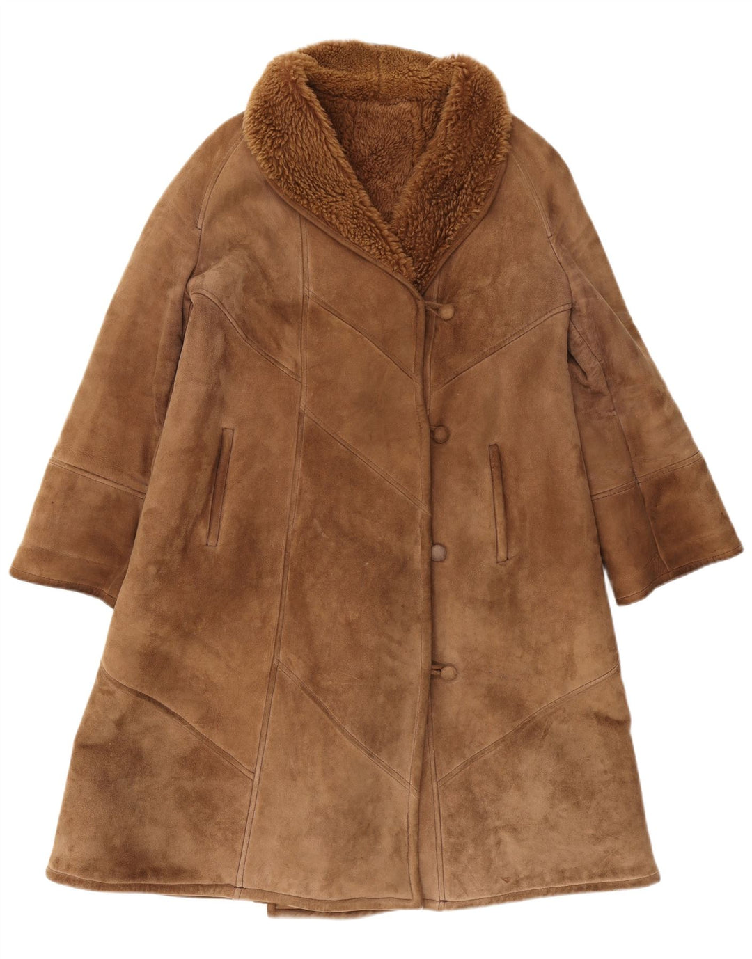 Cappotto in shearling vintage da donna IT 44 Shearling classico marrone medio