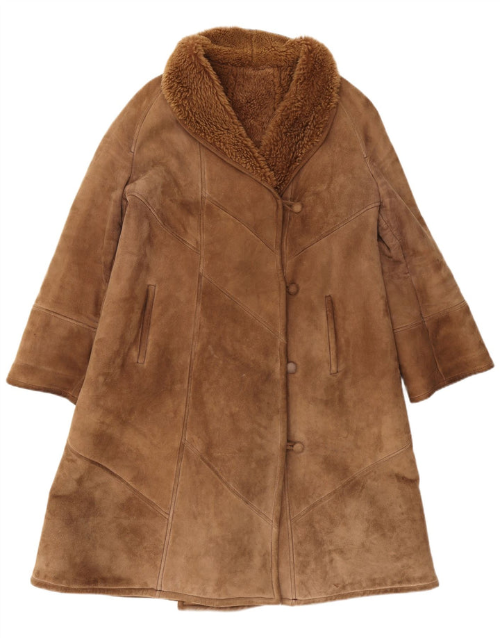 Cappotto in shearling vintage da donna IT 44 Shearling classico marrone medio