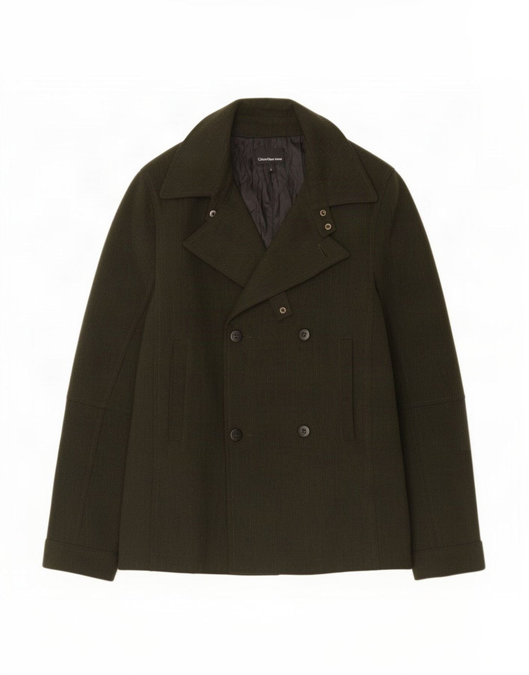 Cappotto da marinaio da uomo Calvin Klein Jeans UK 40 grande poliestere kaki