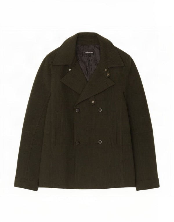 Cappotto da marinaio da uomo Calvin Klein Jeans UK 40 grande poliestere kaki