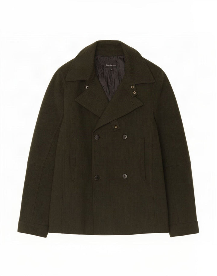 Cappotto da marinaio da uomo Calvin Klein Jeans UK 40 grande poliestere kaki