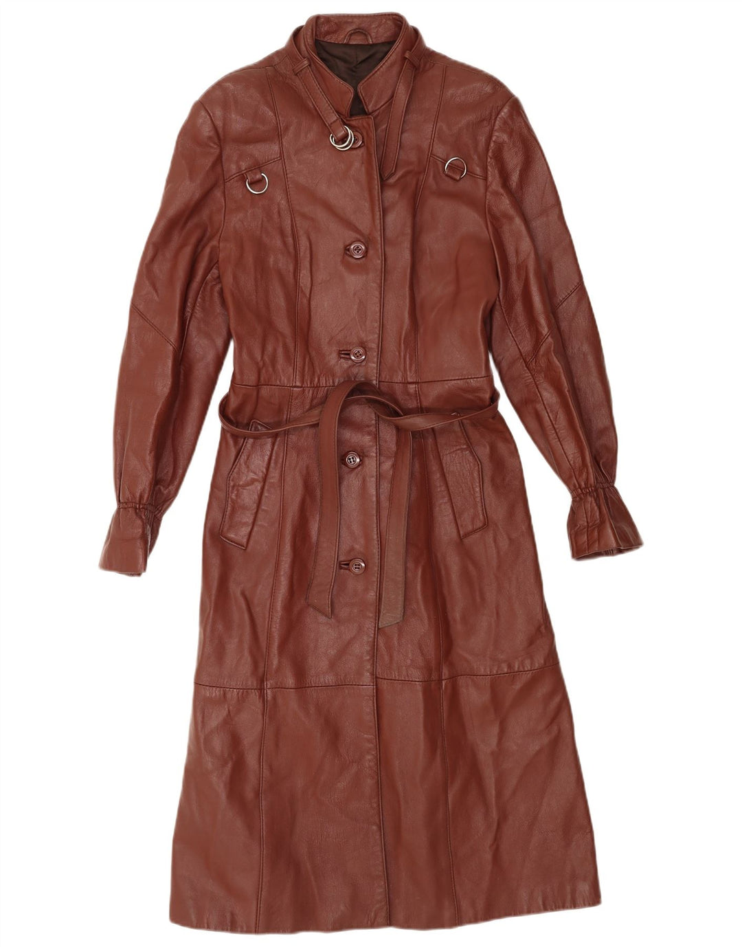Cappotto in pelle da donna vintage IT 44 in pelle marrone medio