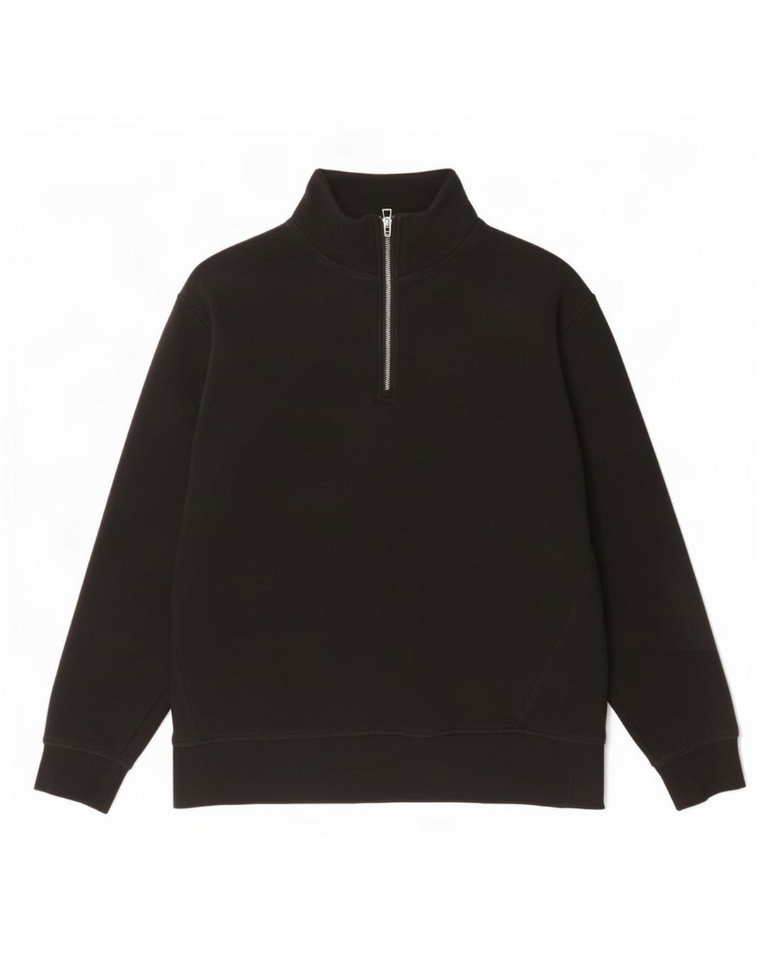 Felpa Zara da uomo con collo con zip, maglione grande, cotone nero