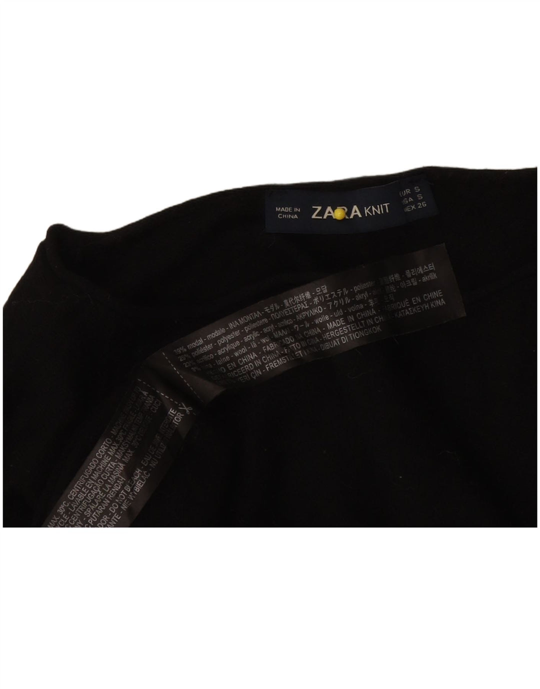 Top Zara da donna a maniche lunghe UK 10 Small Nero Modal