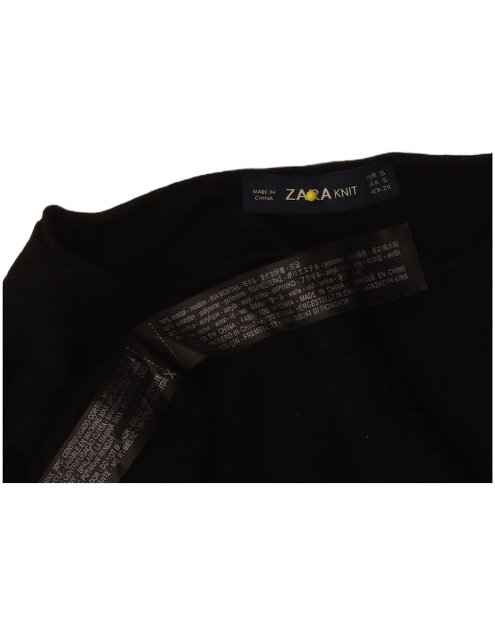 Top Zara da donna a maniche lunghe UK 10 Small Nero Modal