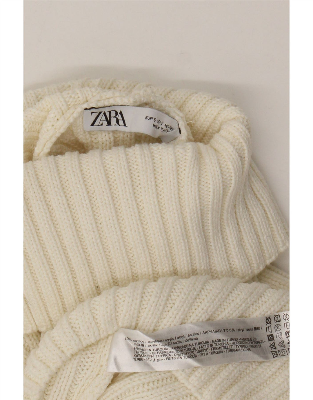 Maglione corto oversize a collo alto da donna Zara UK 10 piccolo bianco
