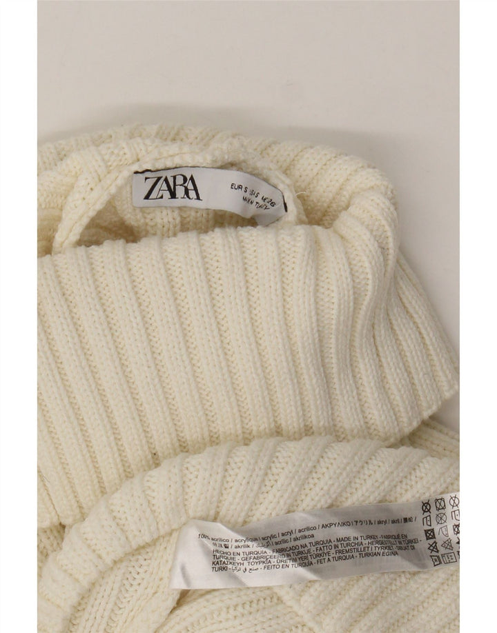 Maglione corto oversize a collo alto da donna Zara UK 10 piccolo bianco