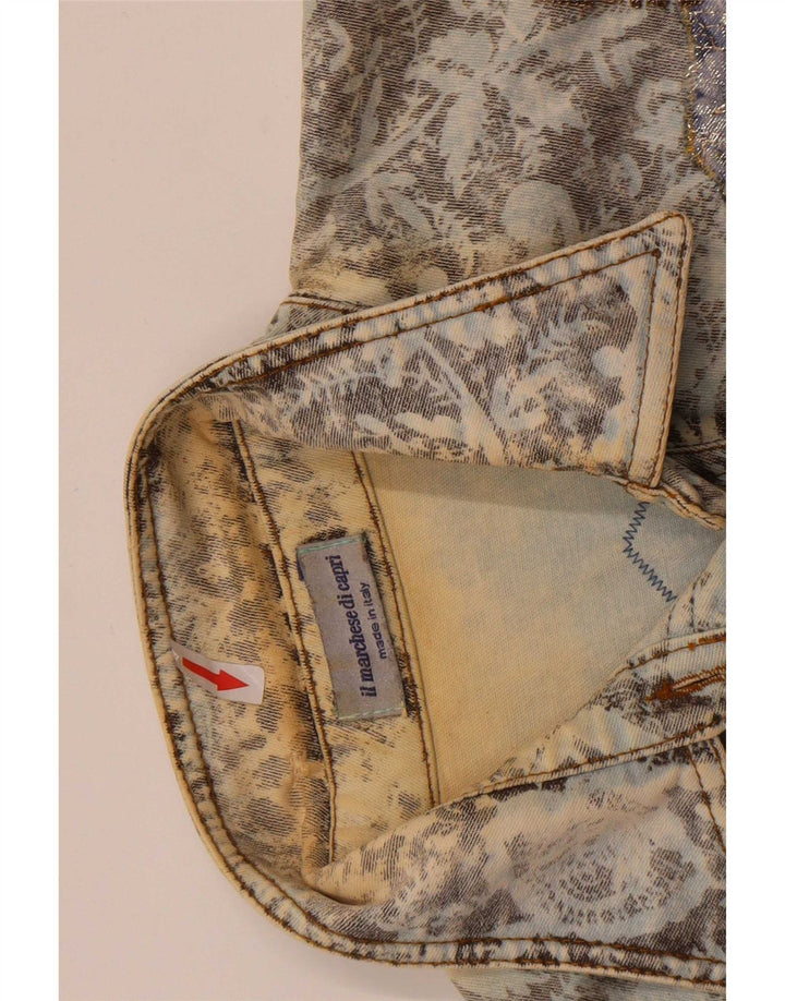 Giacca di jeans vintage da donna IT 44 cotone floreale blu medio