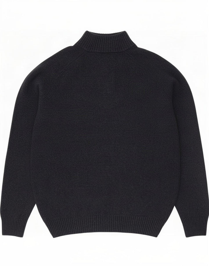 Lyle & Scott Maglione da uomo con bottoni e collo grande in lana d'agnello blu navy