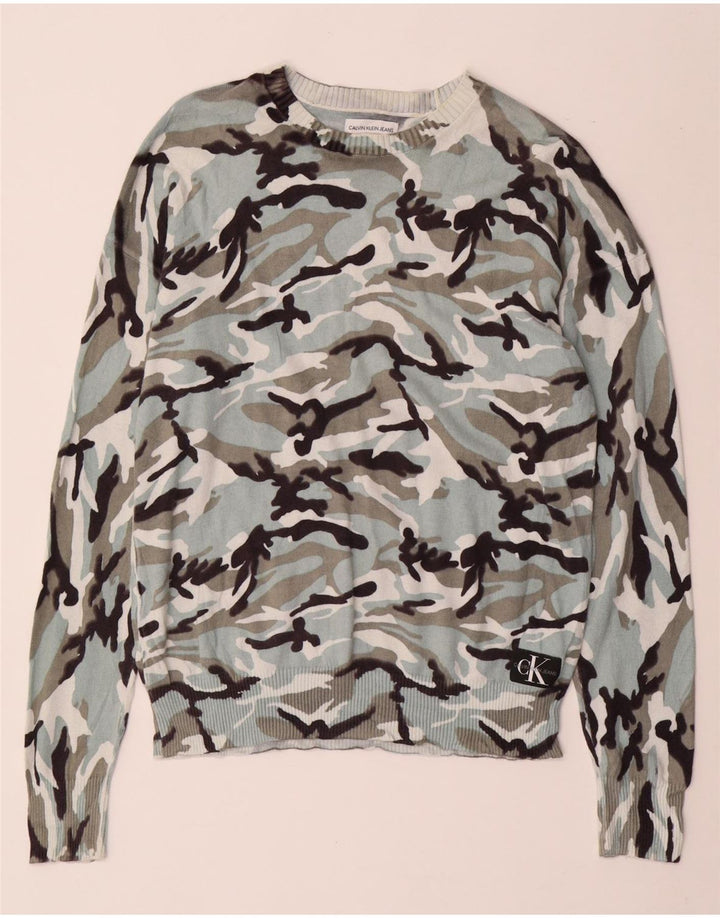 CALVIN KLEIN JEANS Maglione da donna con scollo a barca UK 14 Blu medio