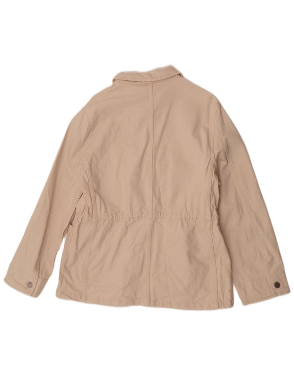 Giacca utility in denim da donna Reiss UK 14 cotone bianco sporco medio