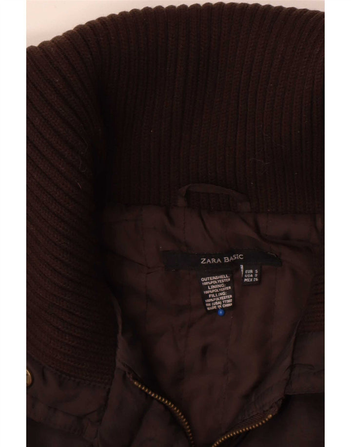 Giacca imbottita da donna Zara UK 10 piccola marrone in poliestere