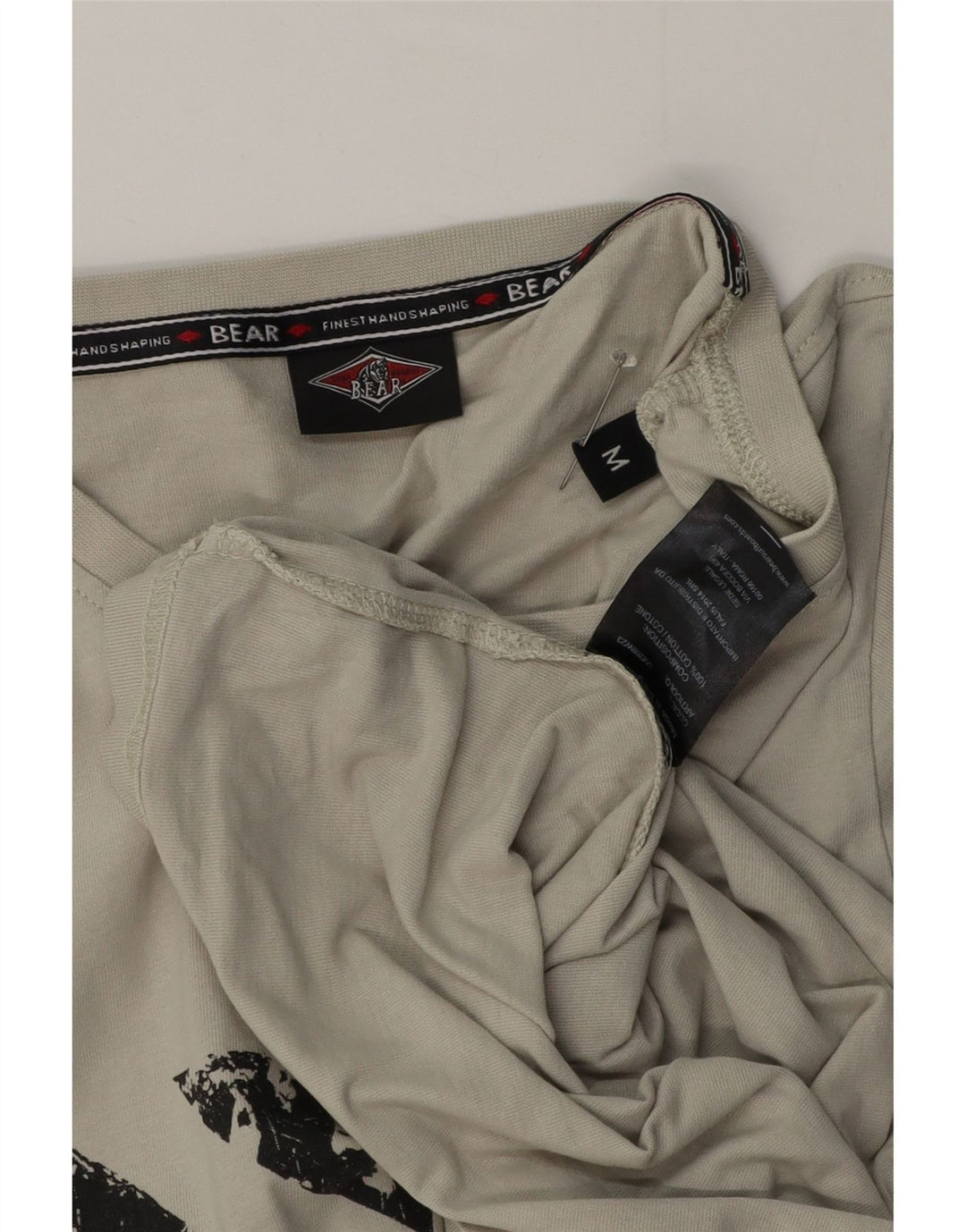 T-shirt grafica da uomo Bear in cotone grigio medio