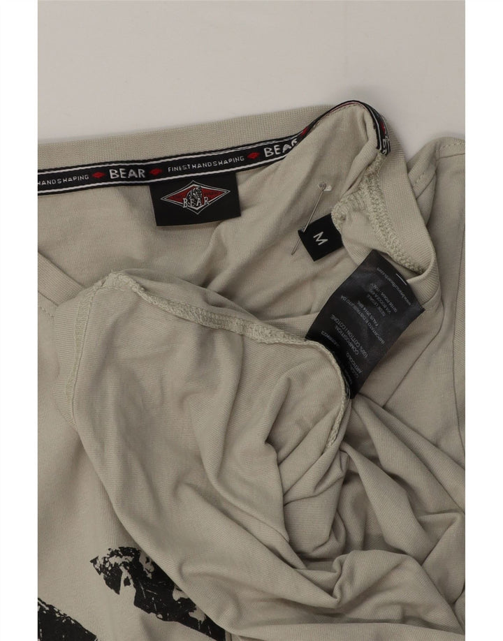 T-shirt grafica da uomo Bear in cotone grigio medio