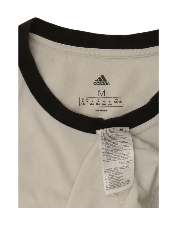 T-shirt da donna Adidas Top UK 12/14 cotone bianco medio