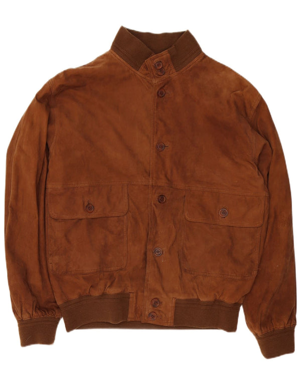 Giubbotto bomber in pelle scamosciata da uomo Living World UK 42 XL in pelle marrone