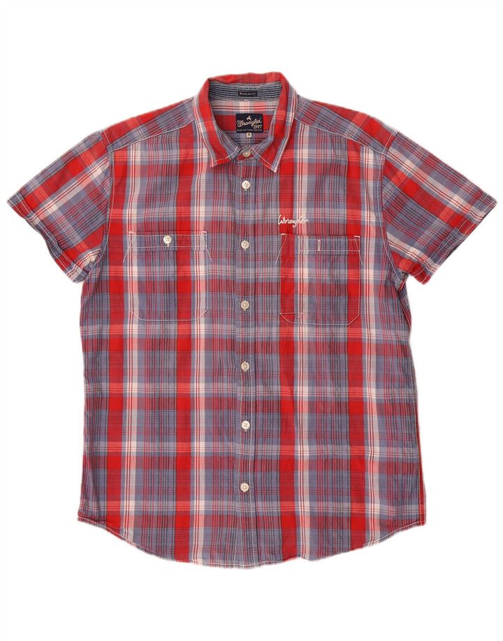 Camicia da uomo Wrangler a maniche corte, vestibilità regolare, in cotone a quadri blu medio