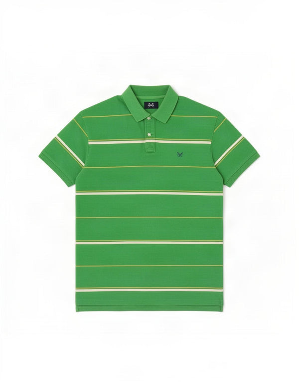 Crew Clothing Polo da uomo in cotone a righe verde medio