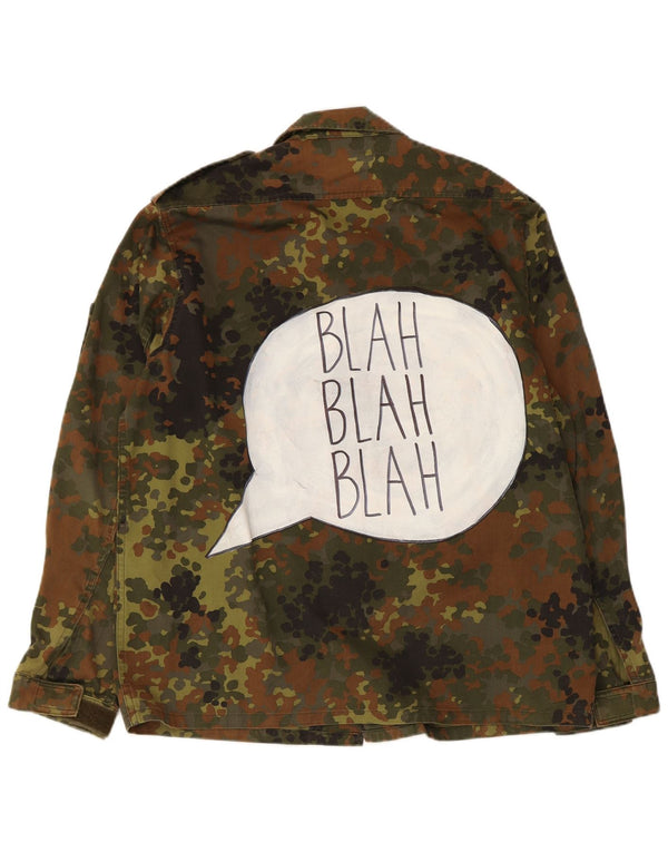 Giacca militare grafica da uomo VINTAGE UK 36 Small Khaki Camouflage